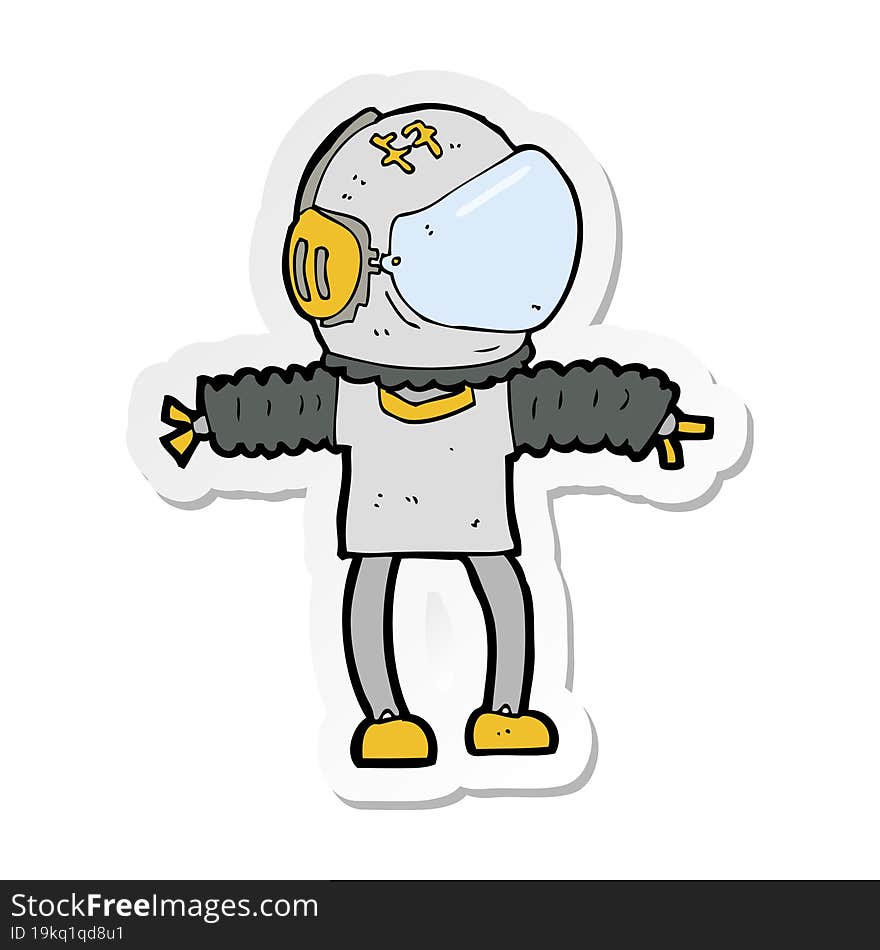 Sticker Of A Cartoon Astronaut