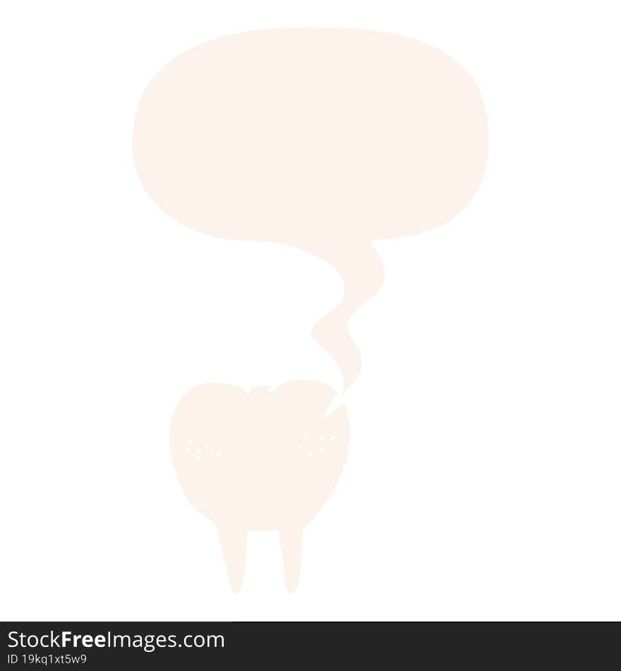 cartoon tooth and speech bubble in retro style