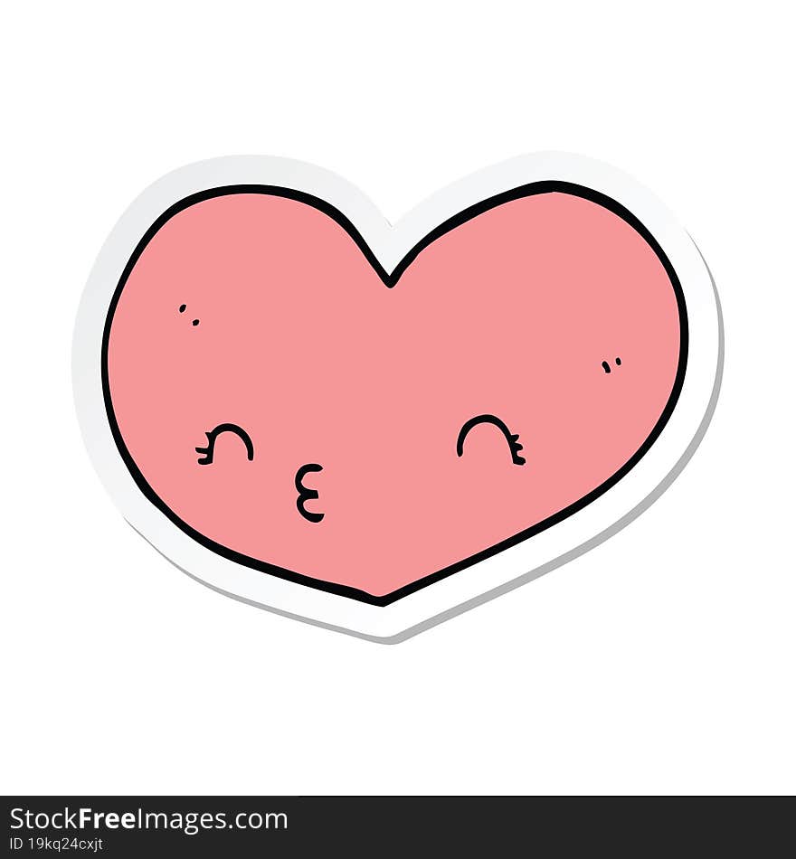 sticker of a cartoon heart with face