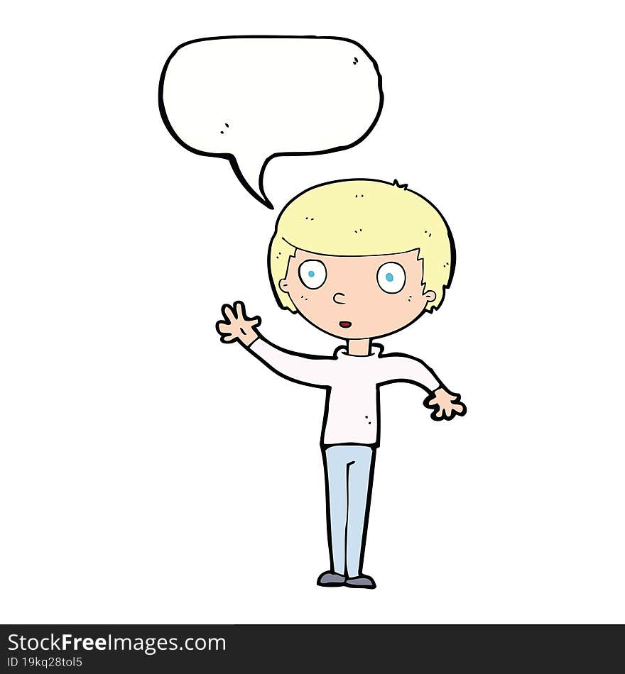 cartoon staring boy with speech bubble