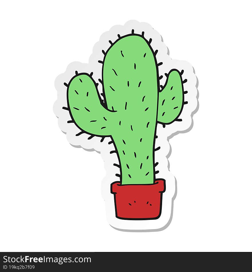 sticker of a cartoon cactus