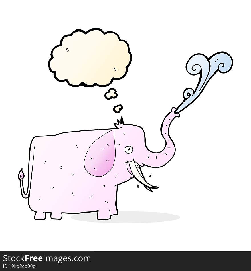 Cartoon Happy Elephant With Thought Bubble