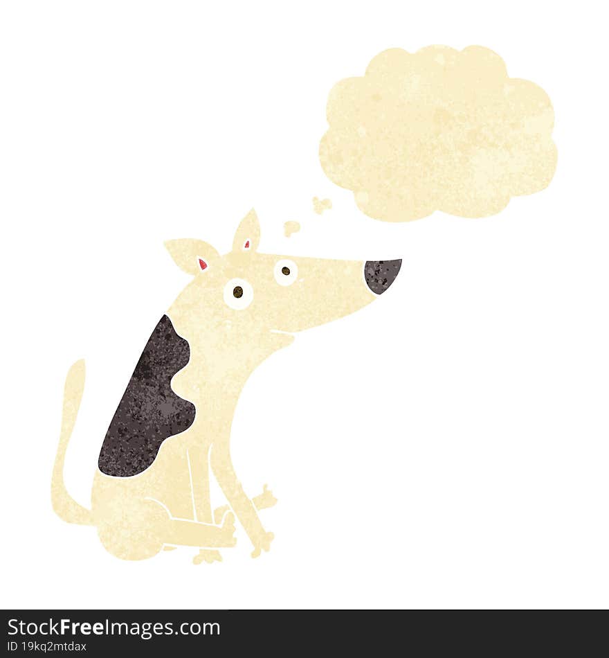 cartoon dog with thought bubble