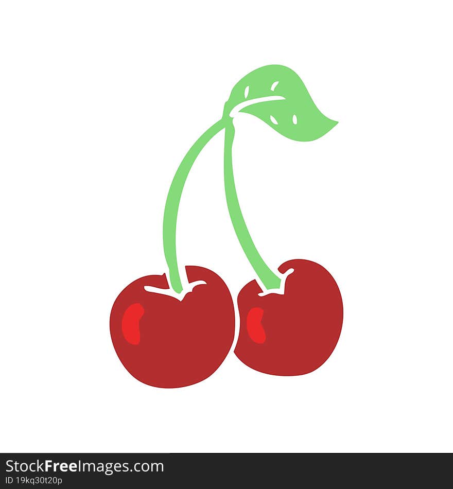 flat color illustration of a cartoon cherries