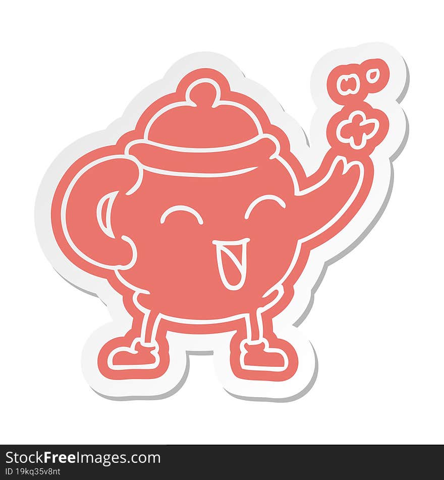 cartoon sticker of a blue tea pot