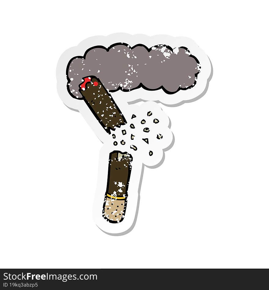 retro distressed sticker of a cartoon broken cigar