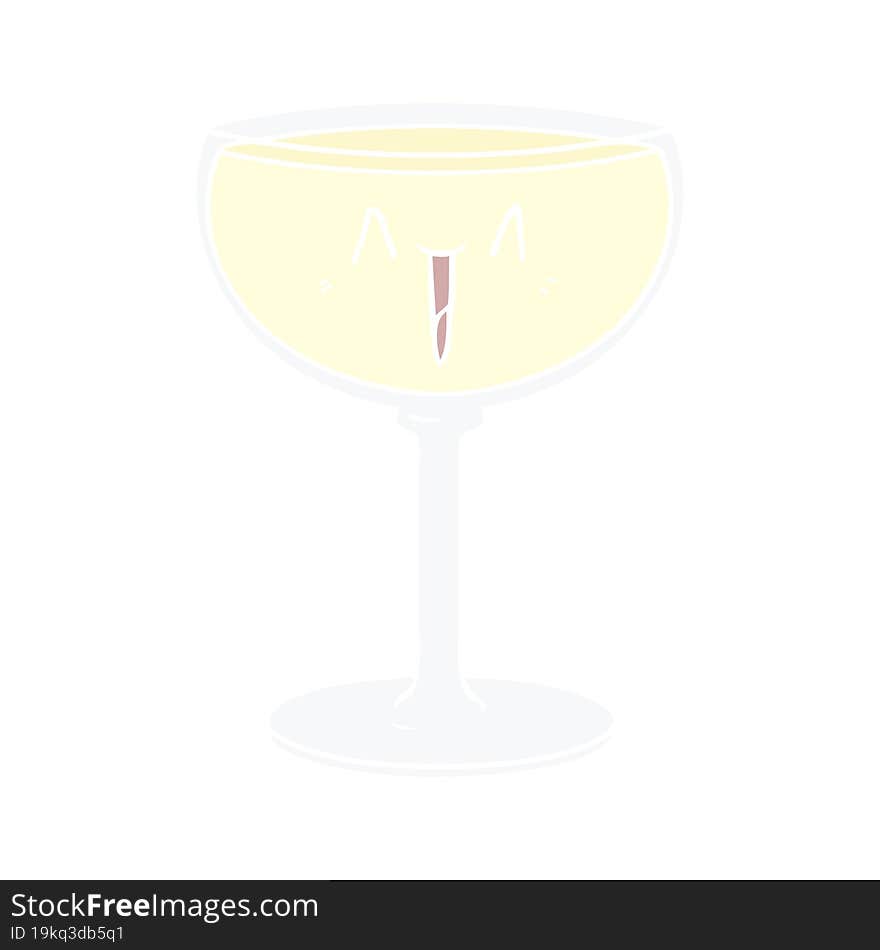 flat color style cartoon glass of wine