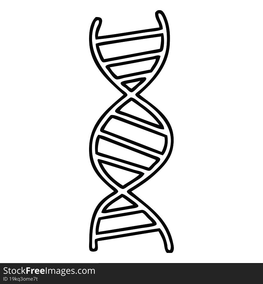 line drawing cartoon of a DNA strand