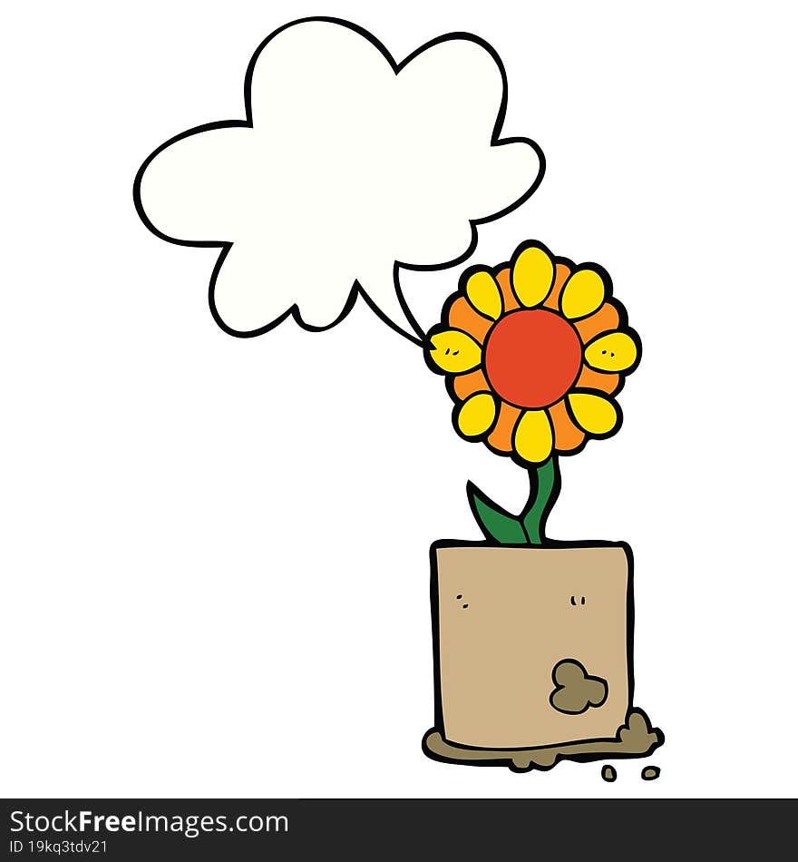 cartoon flower and speech bubble