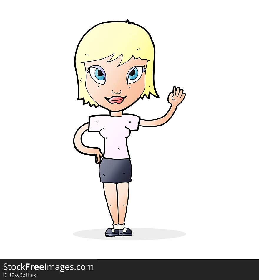 cartoon woman waving