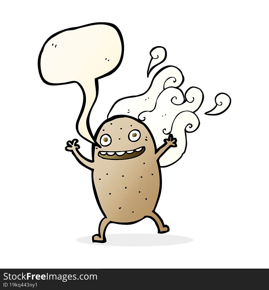 Cartoon Happy Potato With Speech Bubble