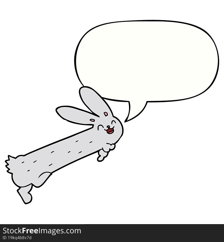 Funny Cartoon Rabbit And Speech Bubble