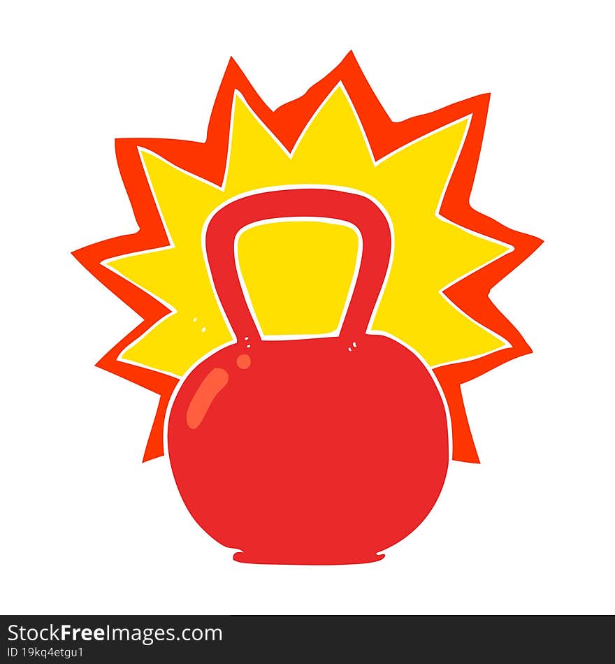 Flat Color Illustration Of A Cartoon Kettle Bell