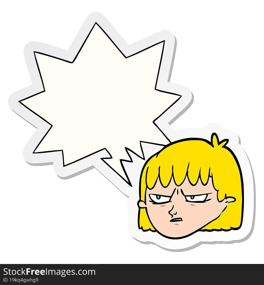 cartoon angry woman with speech bubble sticker