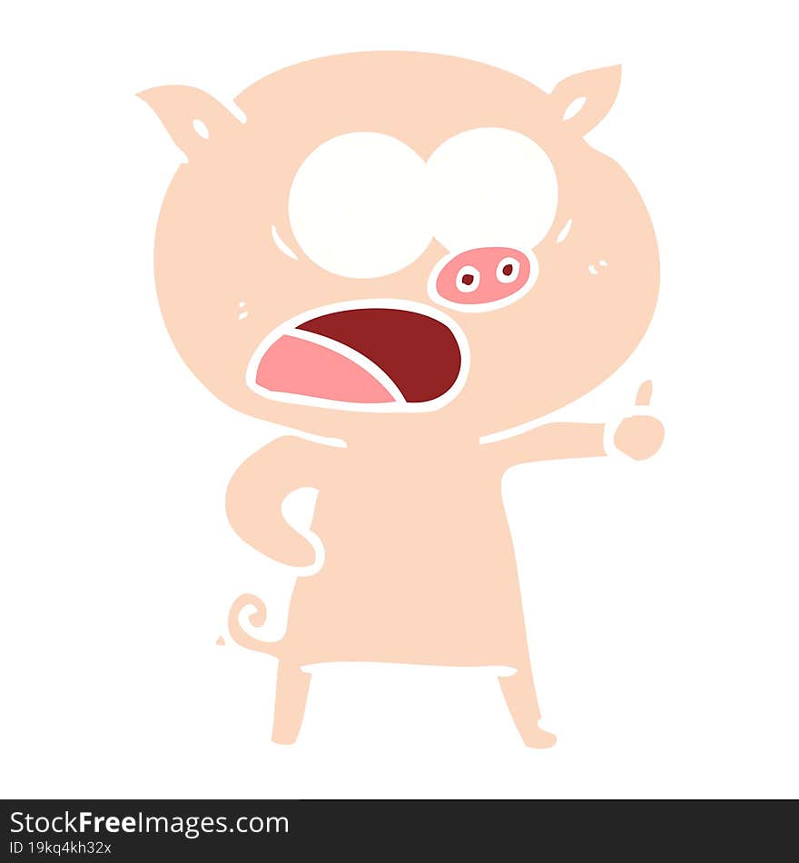 Flat Color Style Cartoon Pig Shouting