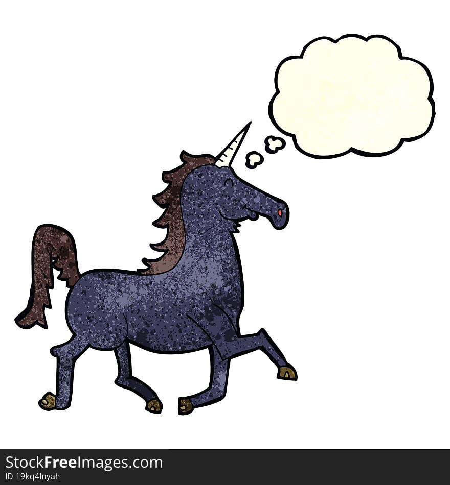 cartoon unicorn with thought bubble