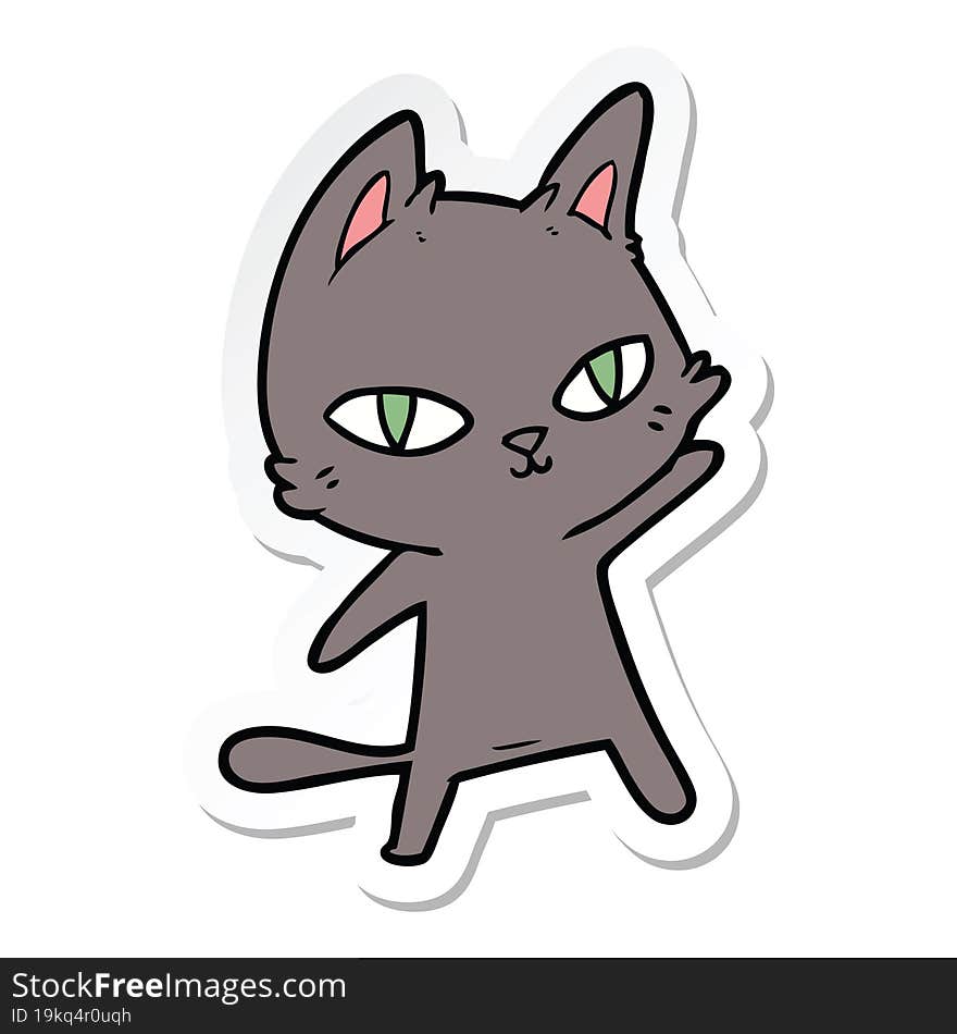 sticker of a cartoon cat staring