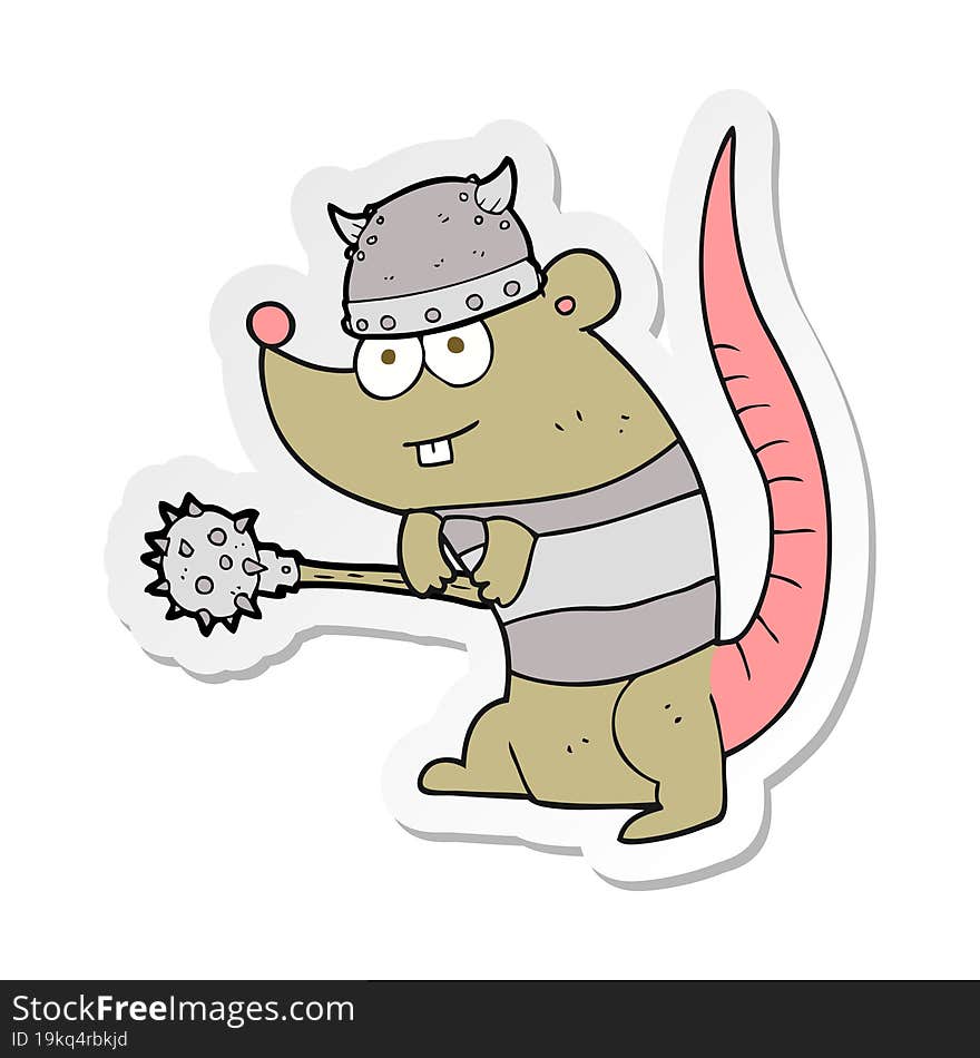 sticker of a cartoon rat warrior