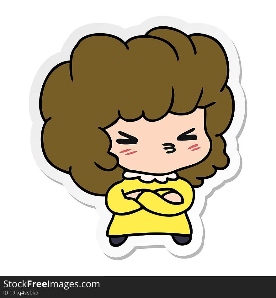 sticker cartoon illustration of a cute cross kawaii girl. sticker cartoon illustration of a cute cross kawaii girl