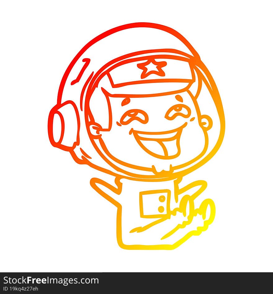 warm gradient line drawing cartoon laughing astronaut