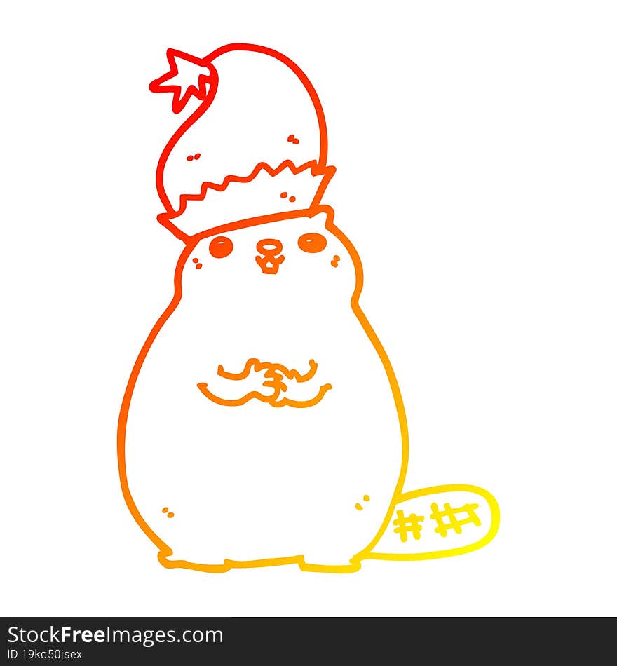 warm gradient line drawing cartoon christmas beaver