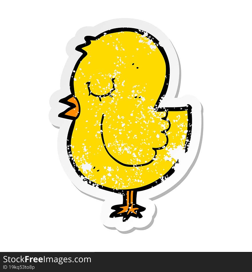 Distressed Sticker Of A Cartoon Bird