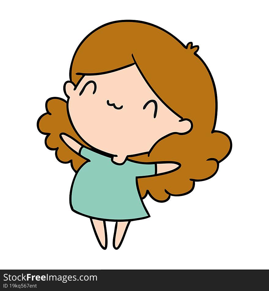 cartoon illustration of a cute kawaii girl. cartoon illustration of a cute kawaii girl