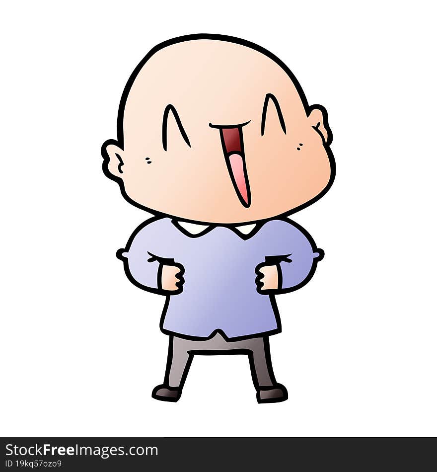 happy cartoon bald man. happy cartoon bald man