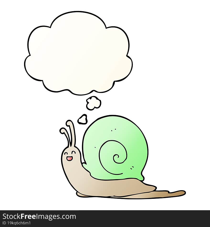 cartoon snail with thought bubble in smooth gradient style