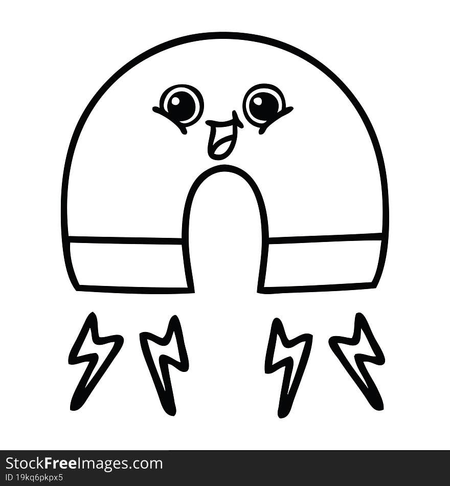 line drawing cartoon of a magnet. line drawing cartoon of a magnet