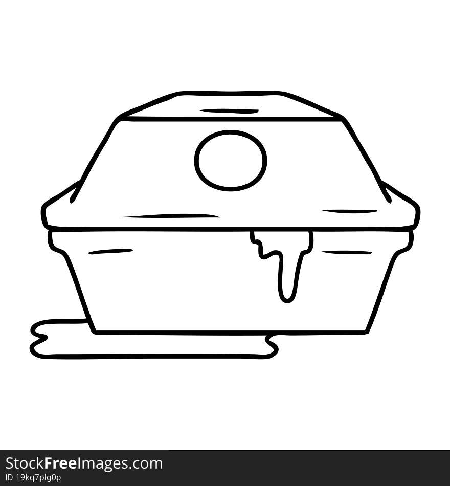 hand drawn line drawing doodle of a fast food burger container