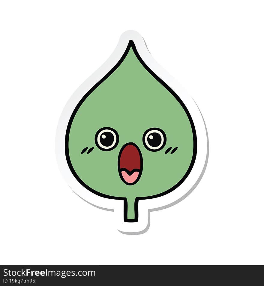 sticker of a cute cartoon expressional leaf