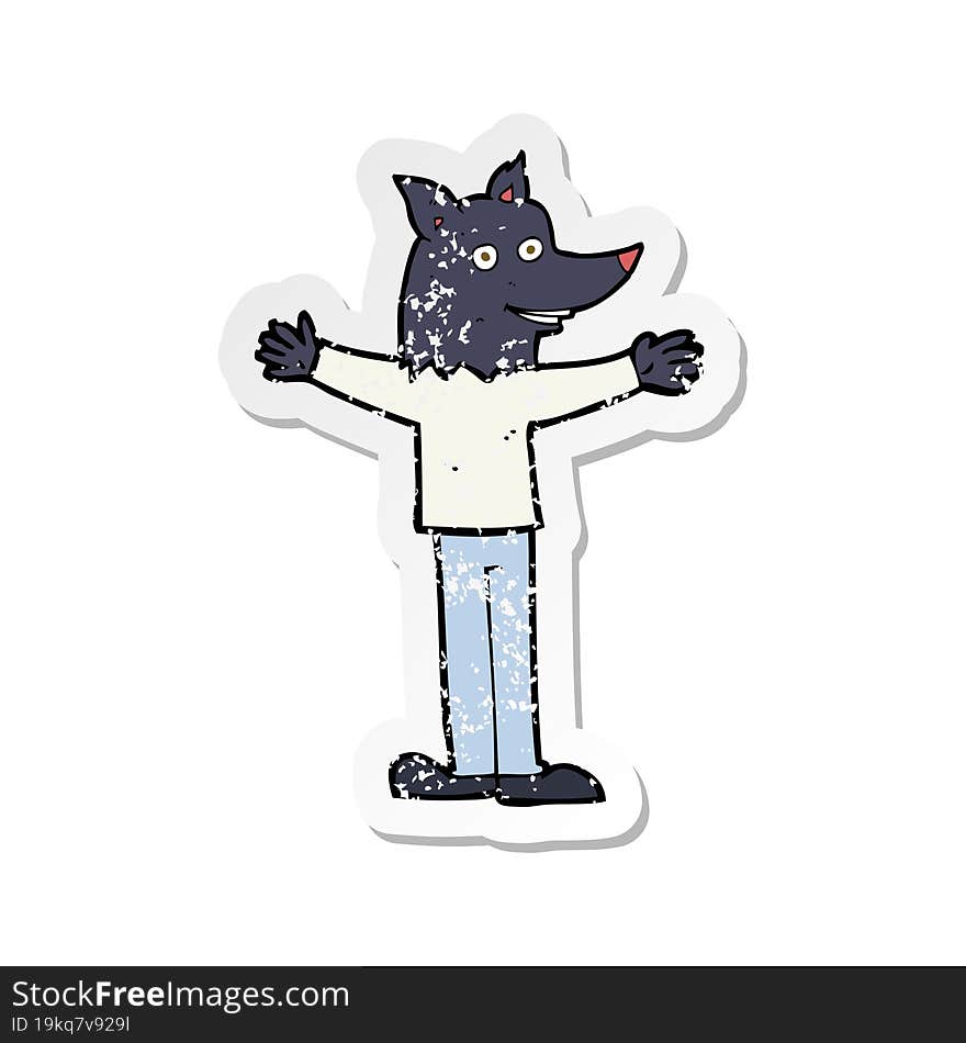 retro distressed sticker of a cartoon werewolf