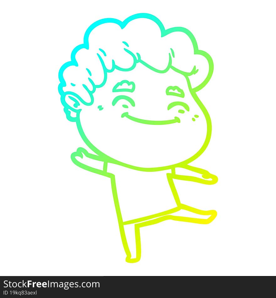 cold gradient line drawing cartoon friendly man