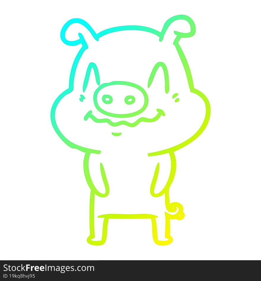 Cold Gradient Line Drawing Nervous Cartoon Pig