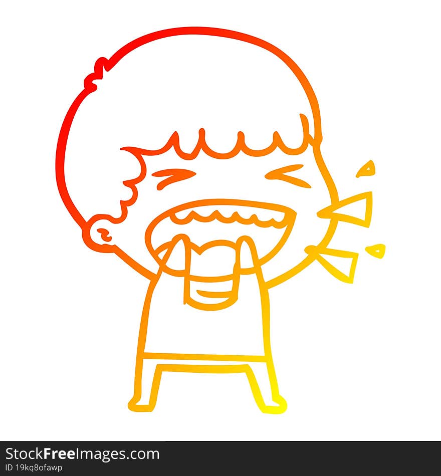 warm gradient line drawing of a cartoon laughing man