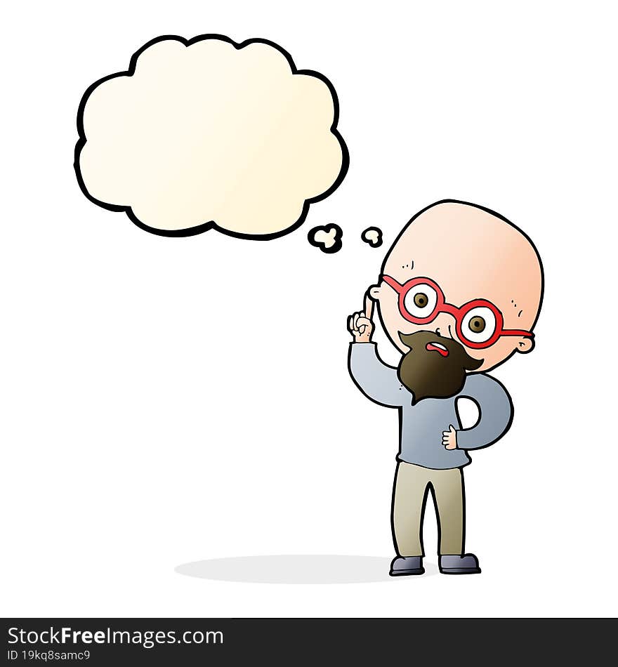 cartoon old man  with thought bubble