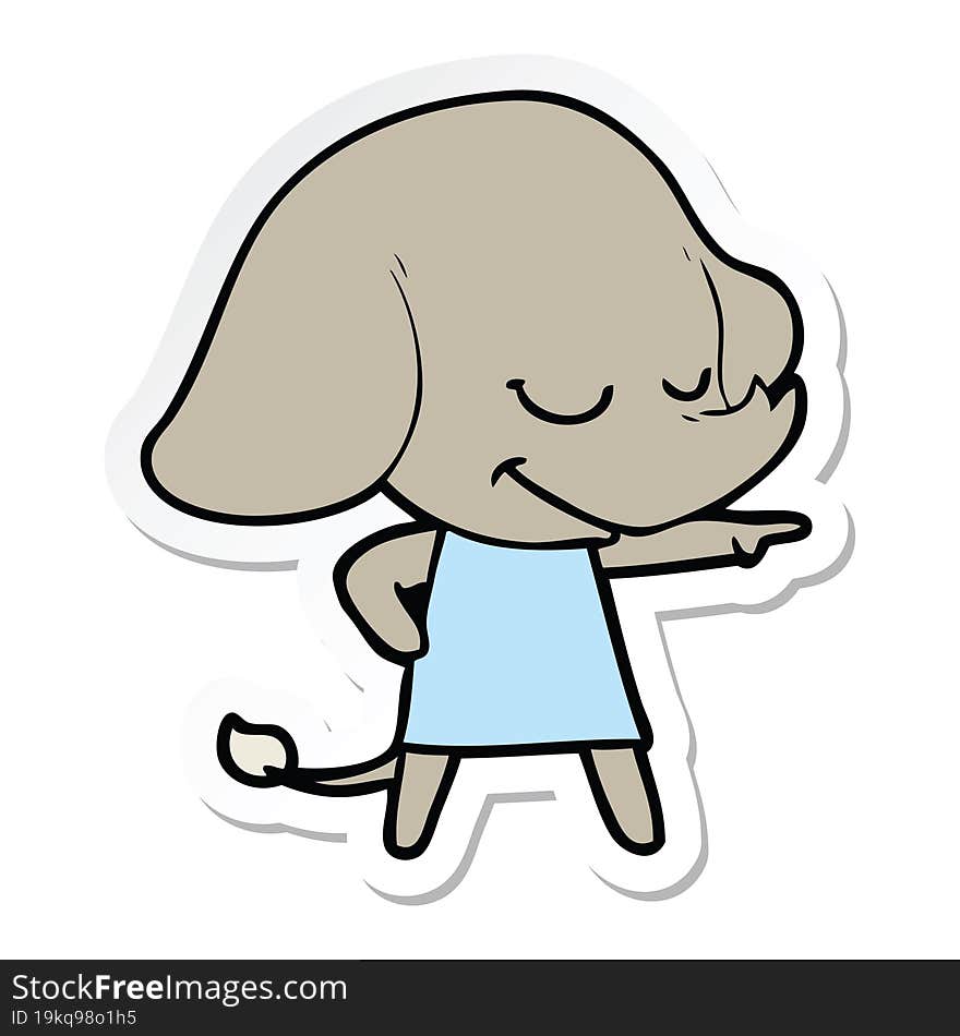 Sticker Of A Cartoon Smiling Elephant