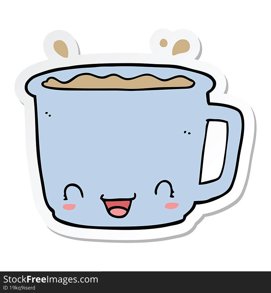 Sticker Of A Cartoon Cup Of Coffee