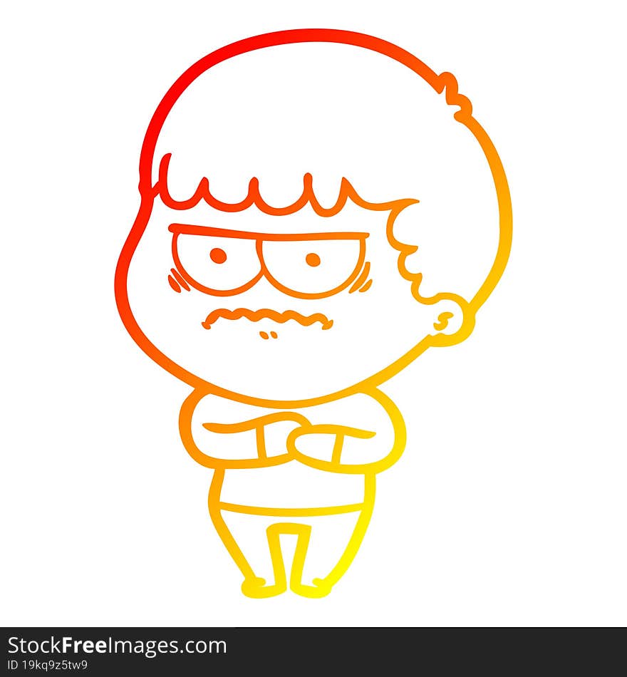 Warm Gradient Line Drawing Cartoon Annoyed Man