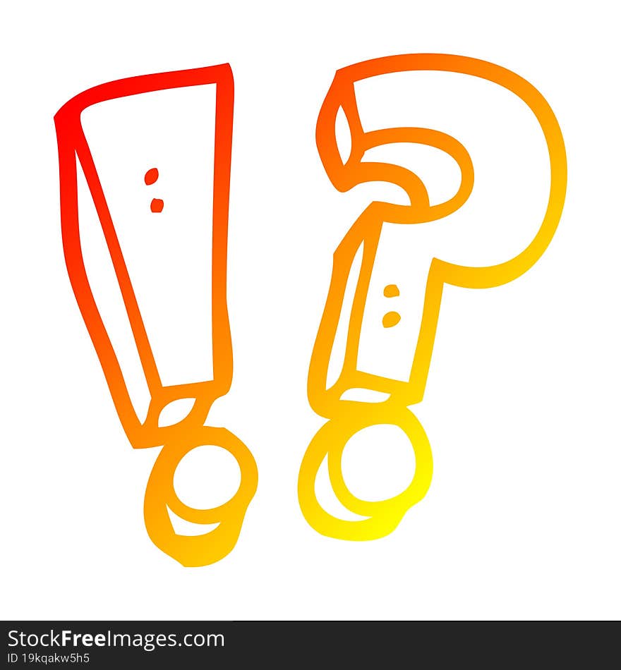 warm gradient line drawing cartoon question mark and exclamation mark