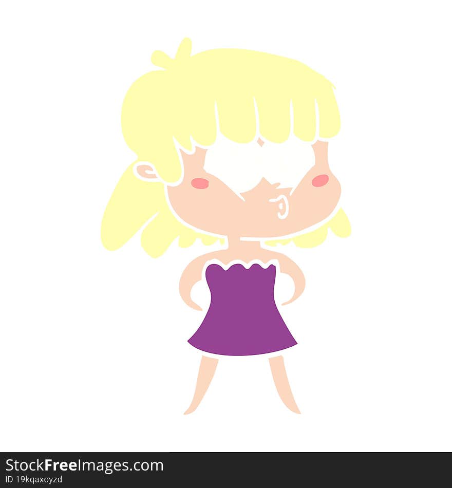 flat color style cartoon whistling girl