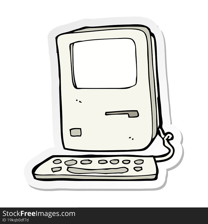 sticker of a cartoon old computer