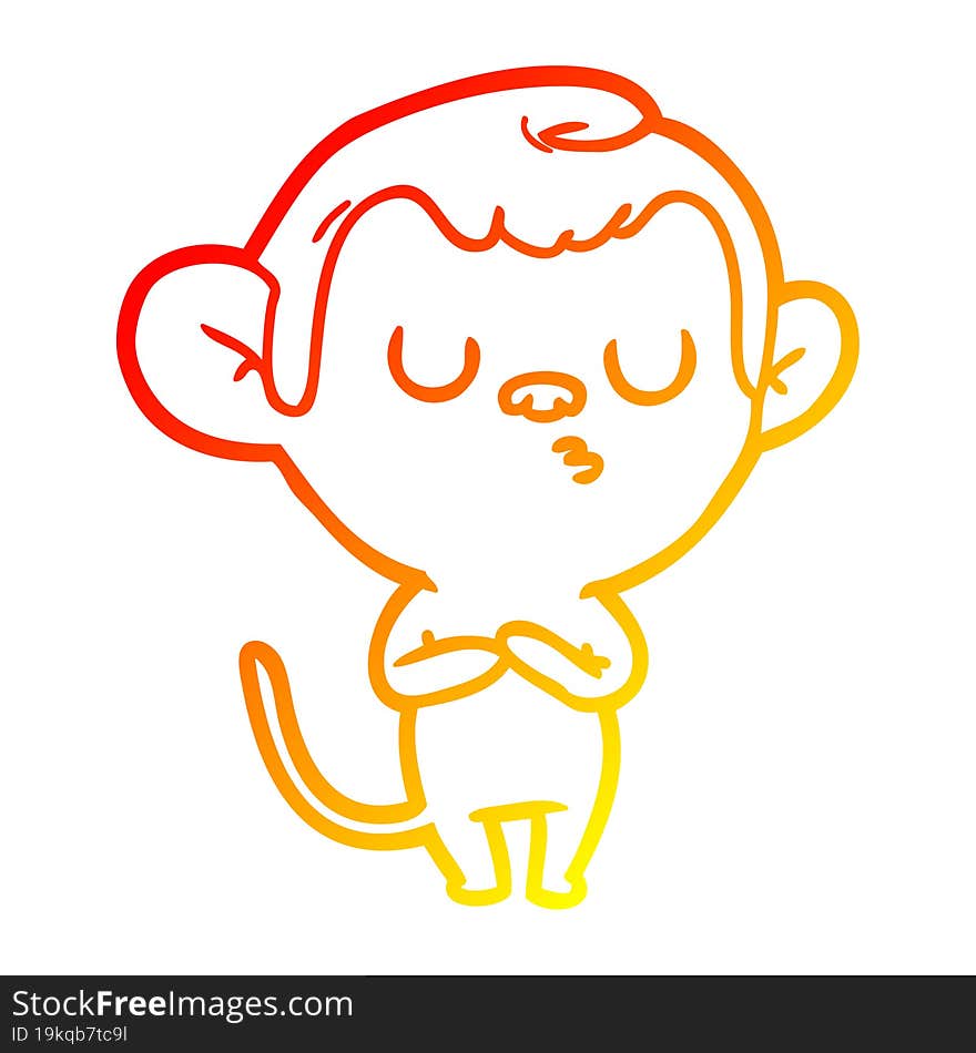 Warm Gradient Line Drawing Cartoon Monkey