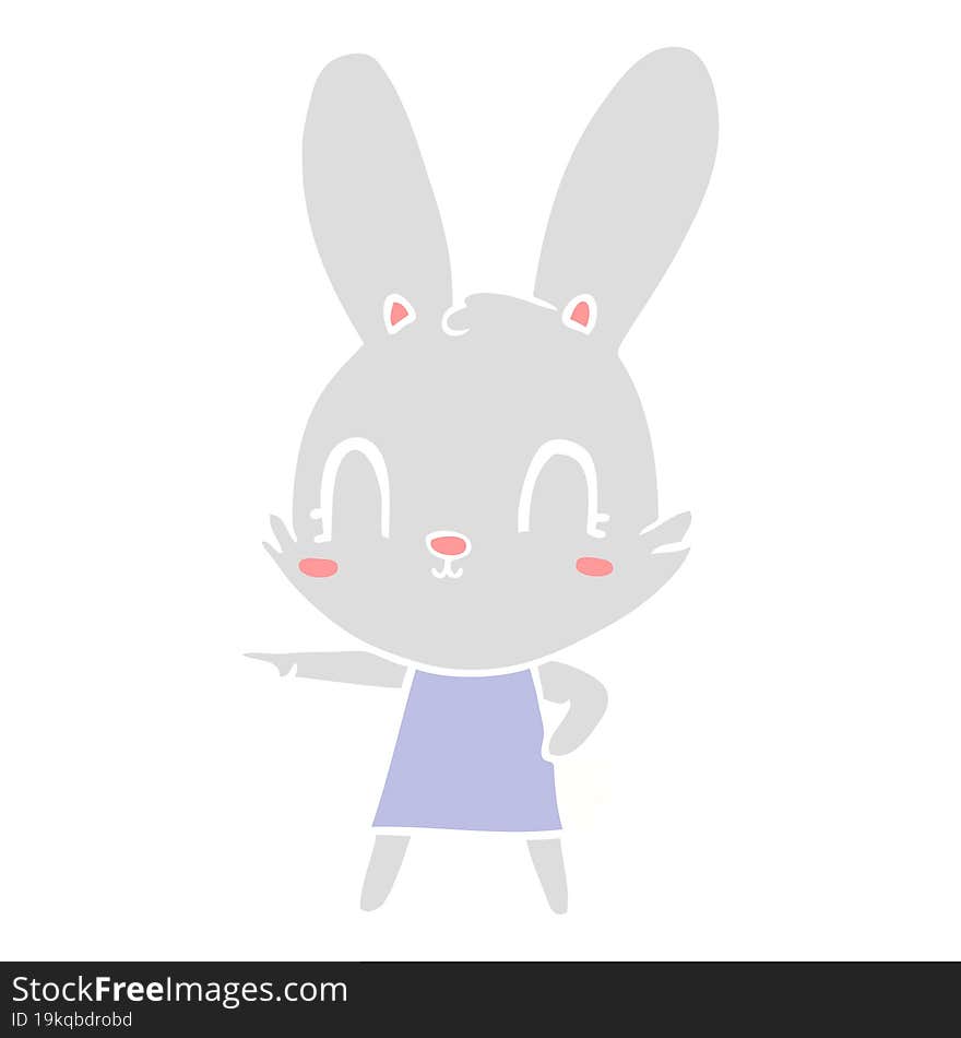 cute flat color style cartoon rabbit in dress