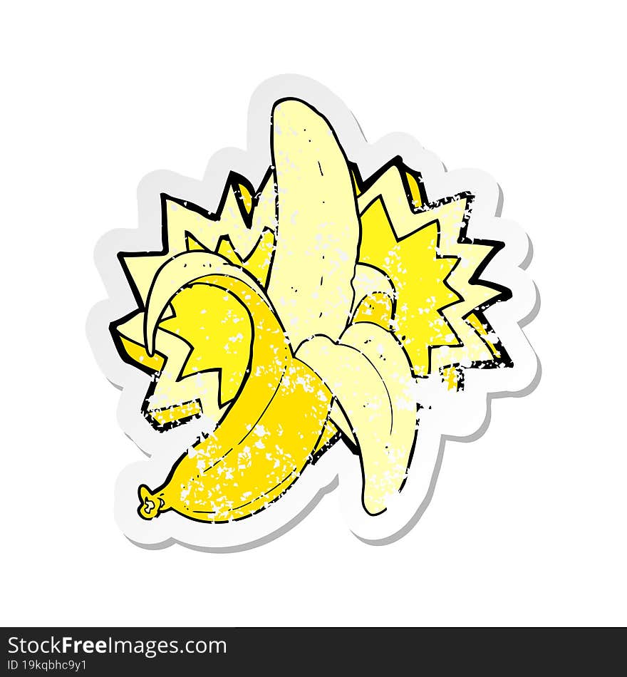 retro distressed sticker of a cartoon banana symbol