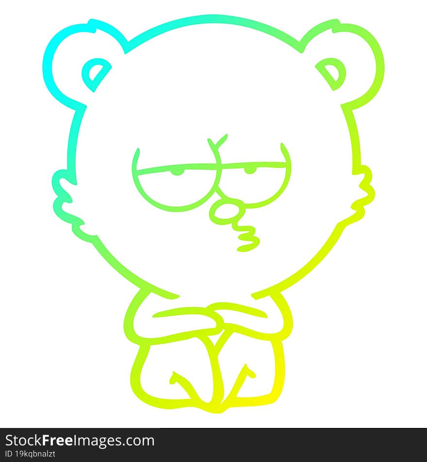 cold gradient line drawing bored polar bear sitting cartoon