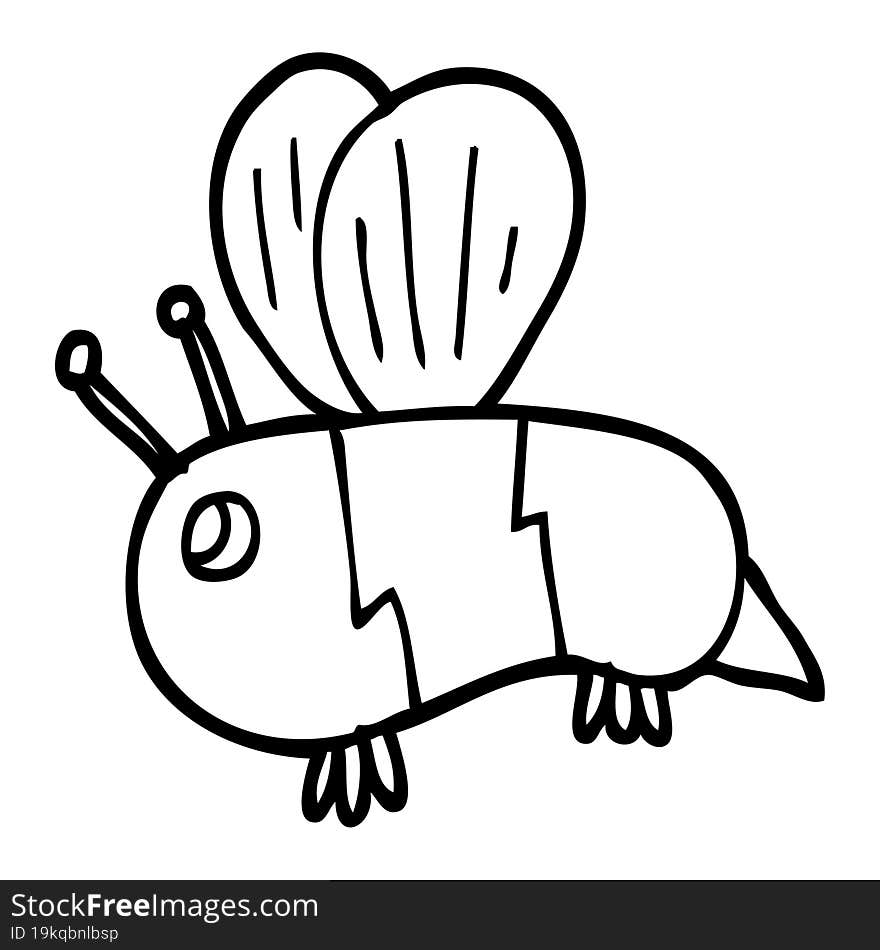 line drawing cartoon fat bee