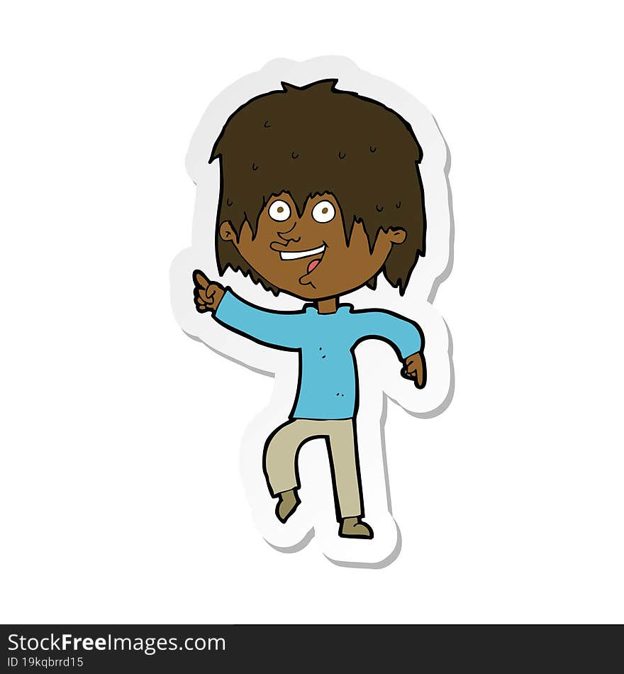 Sticker Of A Cartoon Happy Boy