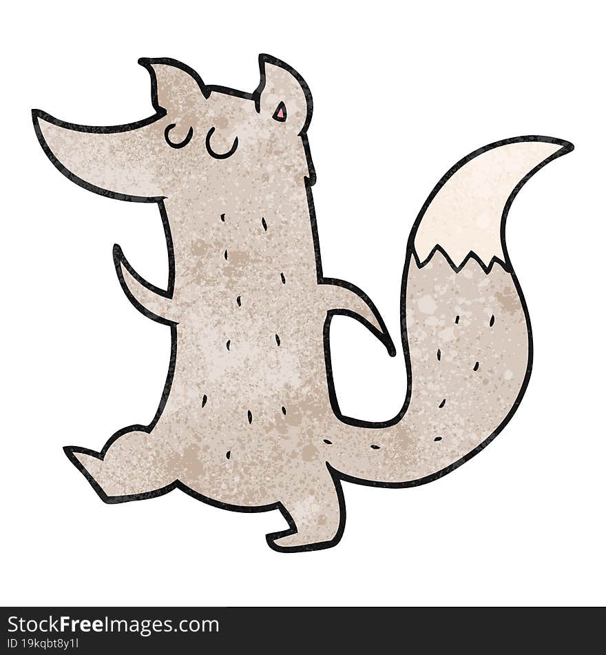 freehand textured cartoon cute wolf